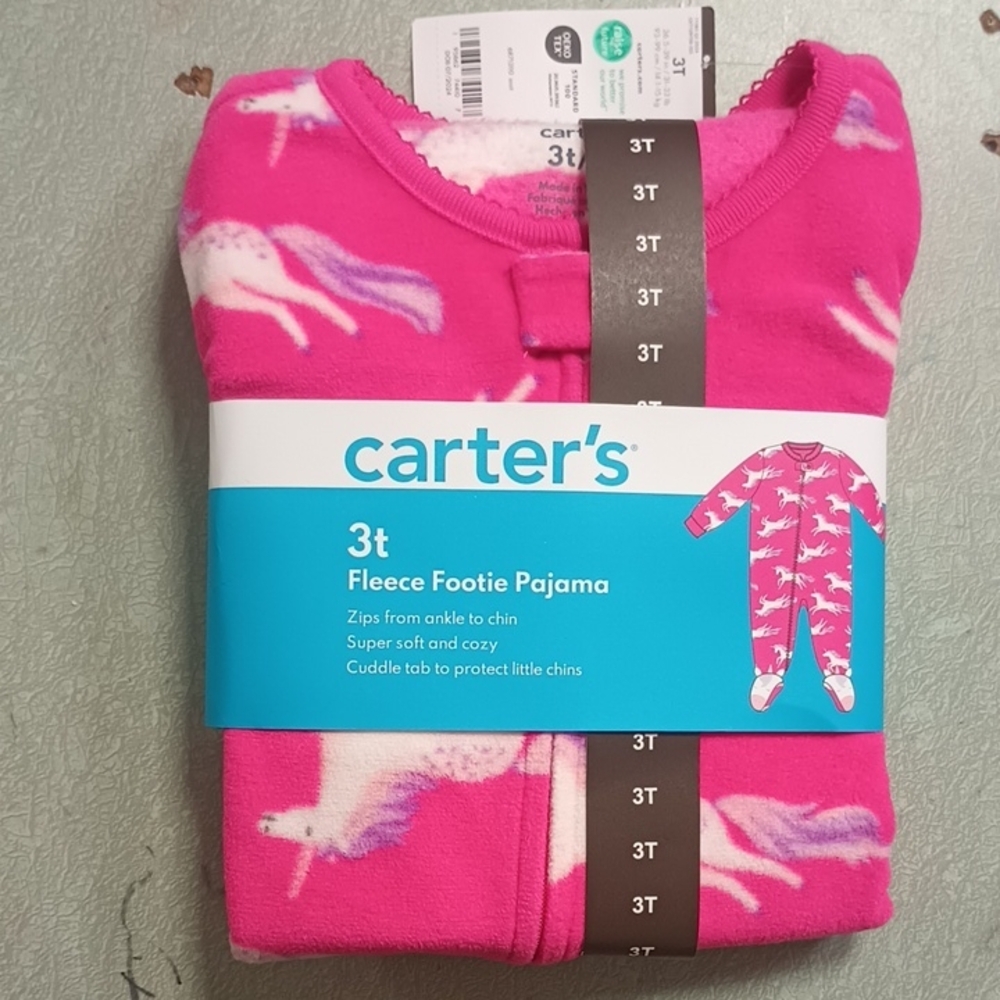 Carter's Bright Pink Unicorn Fleece Pajama